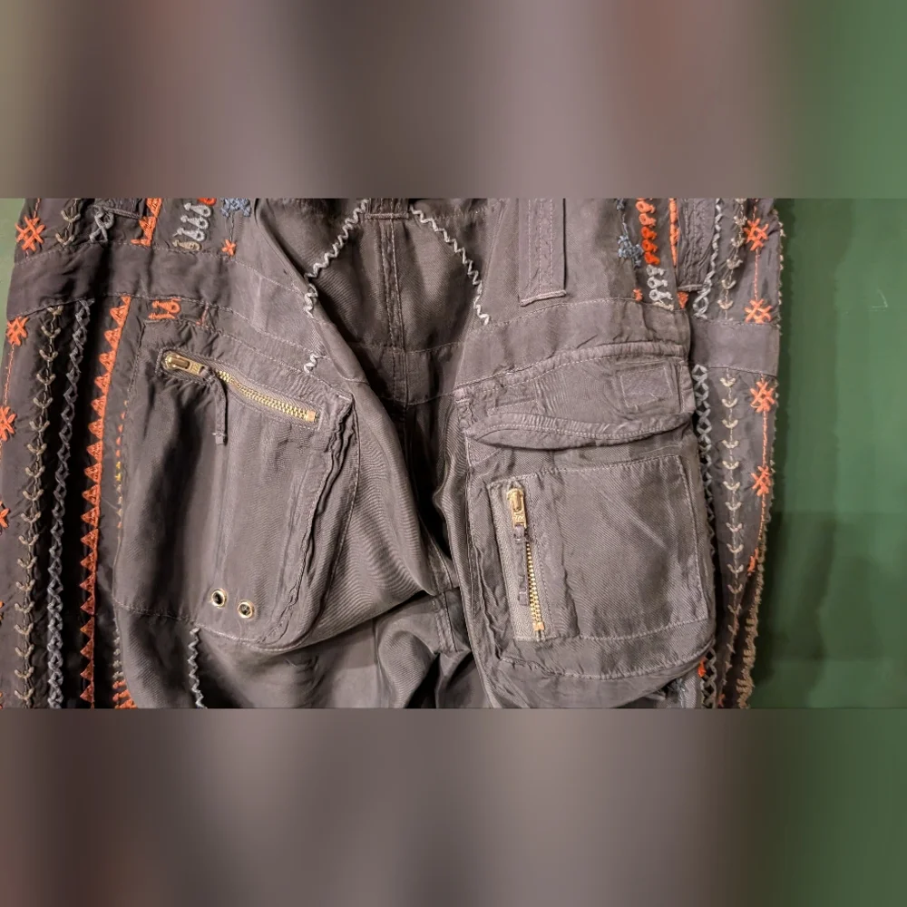 Johnny Was Dark Cargo Pants with Colorful Patterns (Runs Large) - Picture 3 of 7